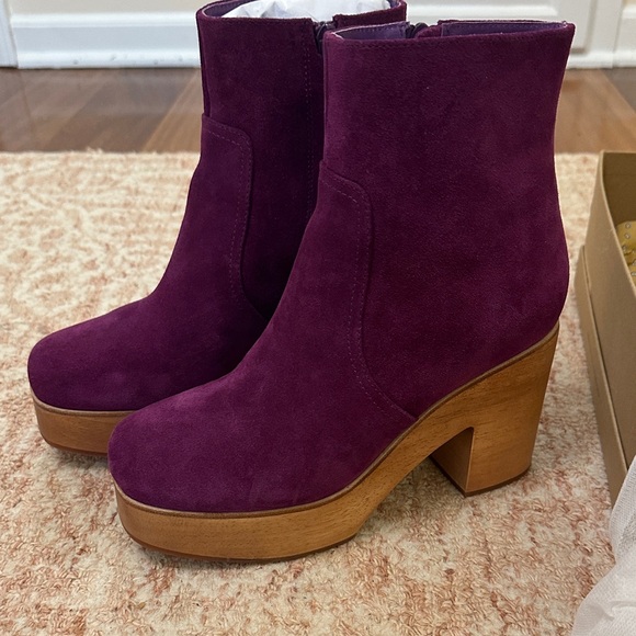 Charlotte Stone Shoes - Charlotte Stone Purple Suede Ankle Platform Boots (Paz style)